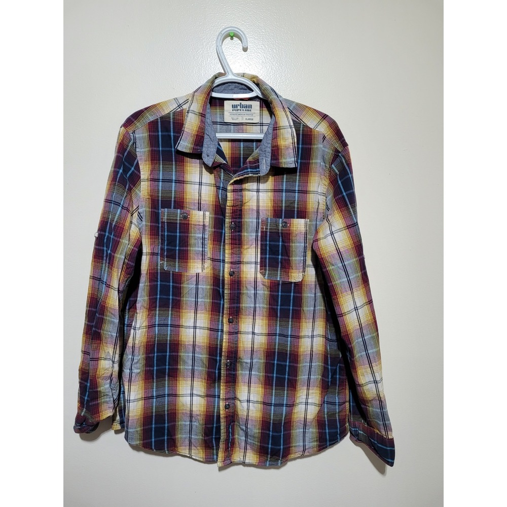 Urban Pipeline Button Down Shirt Mens‎ XL Multicolor Plaid Max Flex Long Sleeve